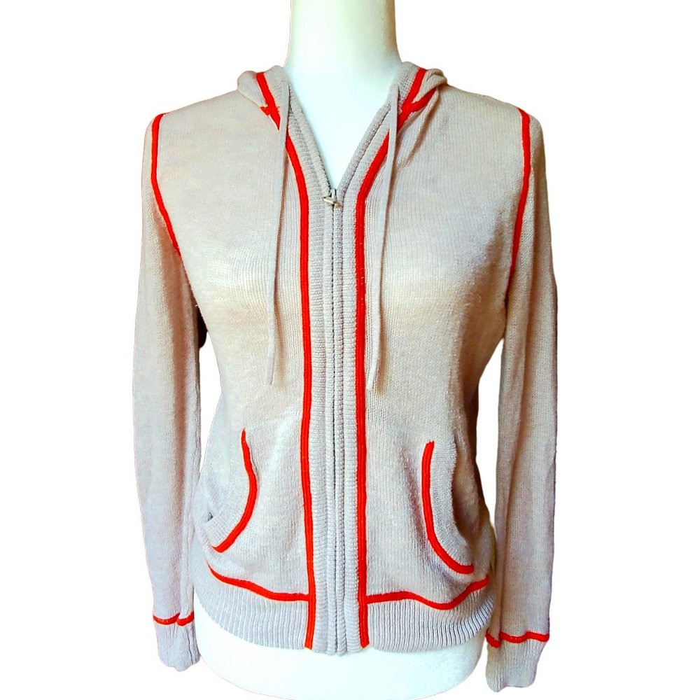 Banana Republic Factory Knit Rabbit Hair Sweater Hoodie Cream Y2K Women's XS